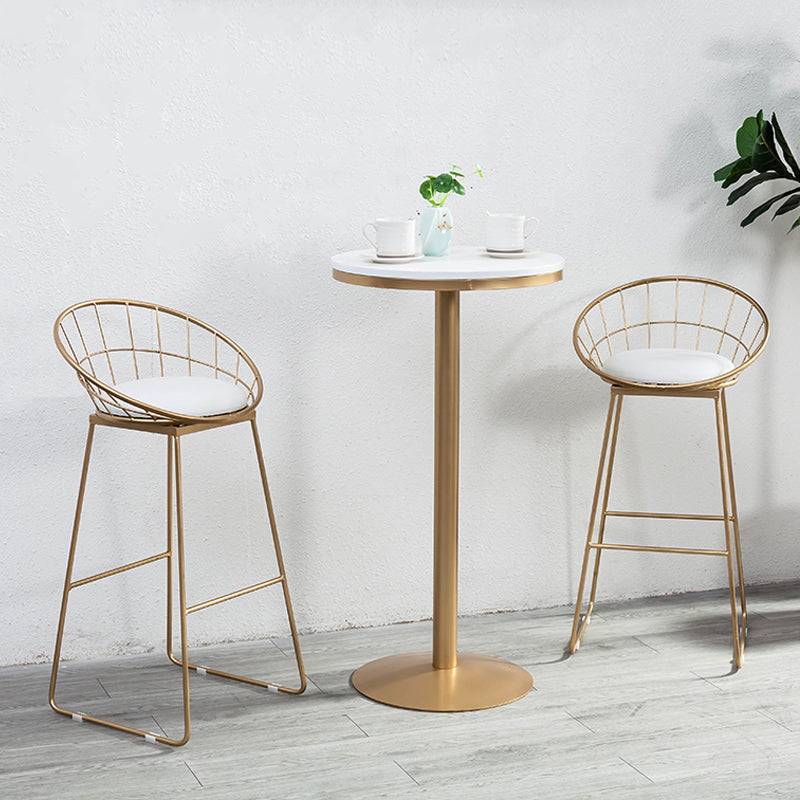 Metal and Wood Set 1/2/3 Pieces Contemporary Round Bar Stool and Table Set
