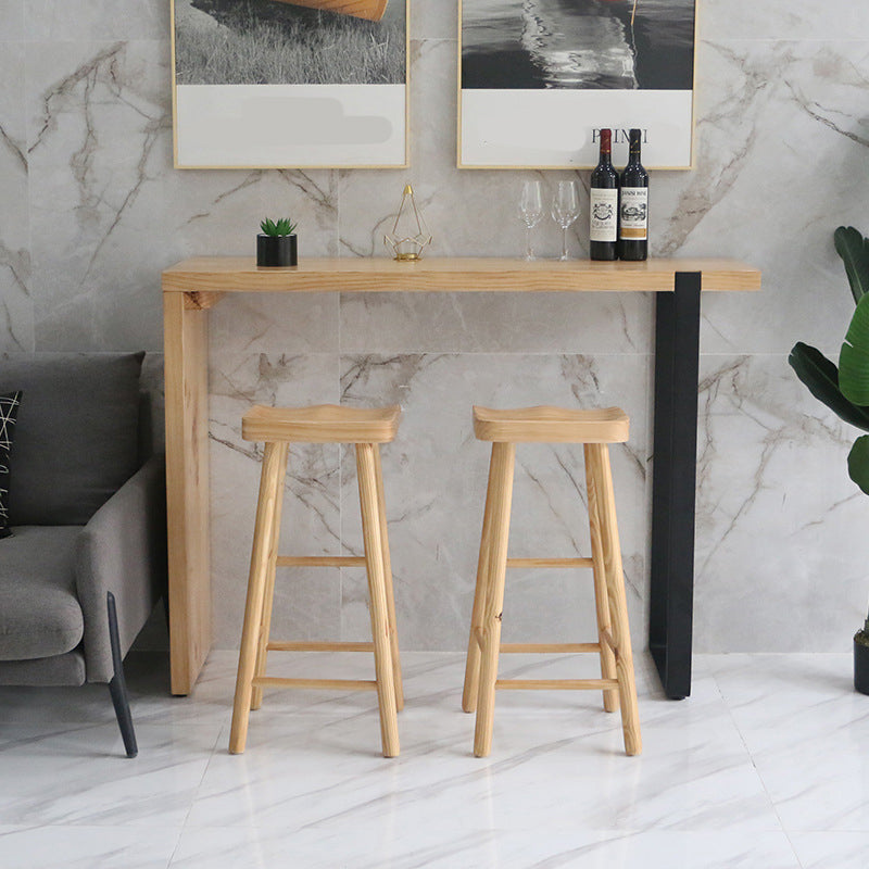 Modern Bar Table Set 1/2/3 Pieces Wooden Bar Table with High Wood Stools