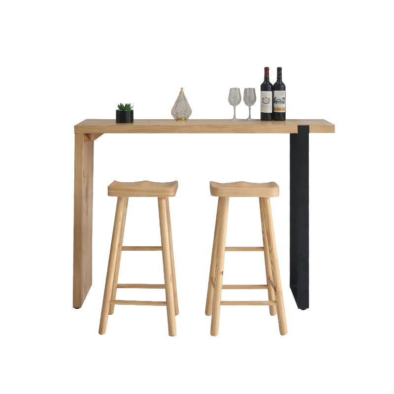 Modern Bar Table Set 1/2/3 Pieces Wooden Bar Table with High Wood Stools