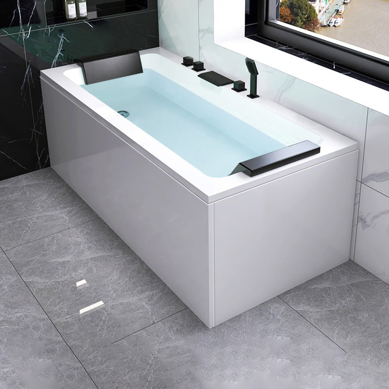 Modern Soaking Freestanding Bathtub White Acrylic  Rectangular Bath Tub
