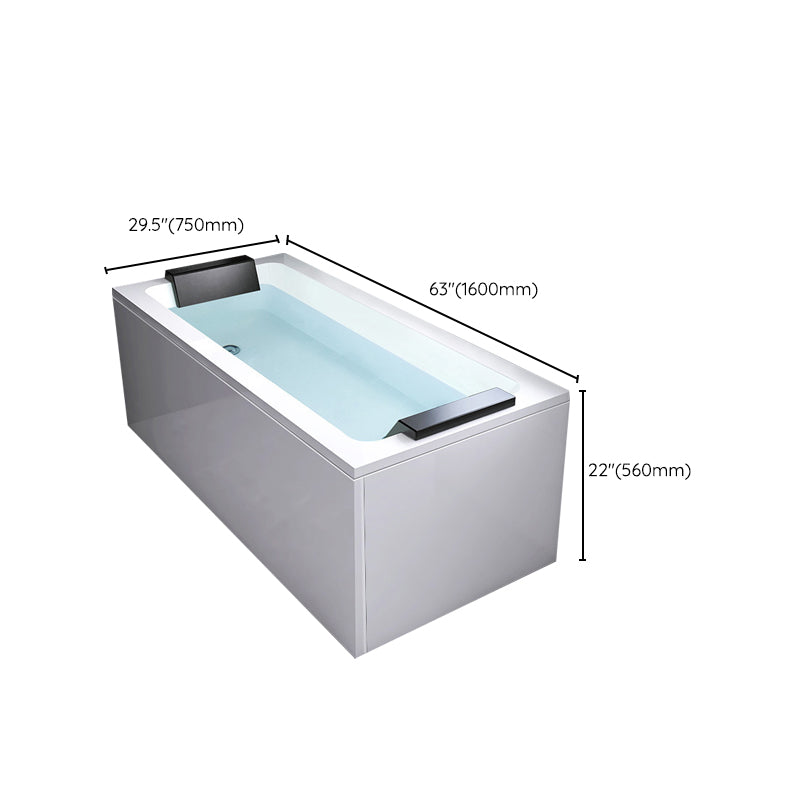 Modern Soaking Freestanding Bathtub White Acrylic  Rectangular Bath Tub