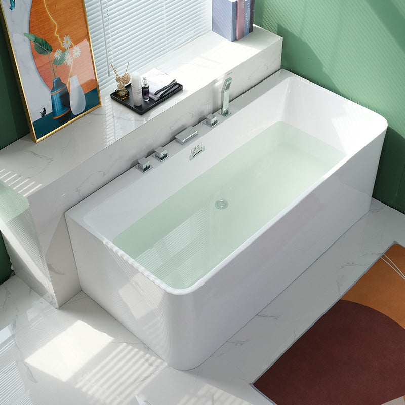 Rectangular Soaking Acrylic Bathtub Contemporary Bath Tub with Drain and Overflow Trim