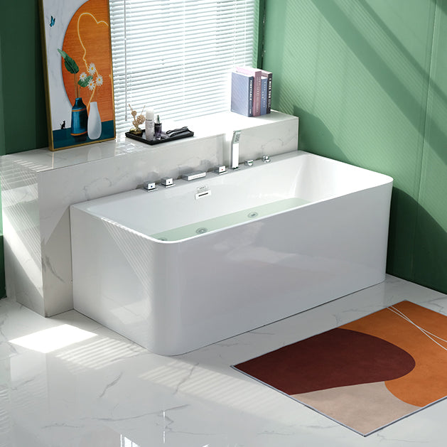 Rectangular Soaking Acrylic Bathtub Contemporary Bath Tub with Drain and Overflow Trim