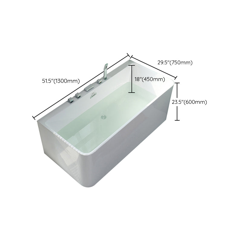 Rectangular Soaking Acrylic Bathtub Contemporary Bath Tub with Drain and Overflow Trim