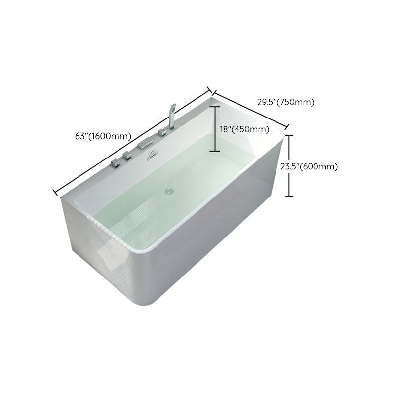 Rectangular Soaking Acrylic Bathtub Contemporary Bath Tub with Drain and Overflow Trim