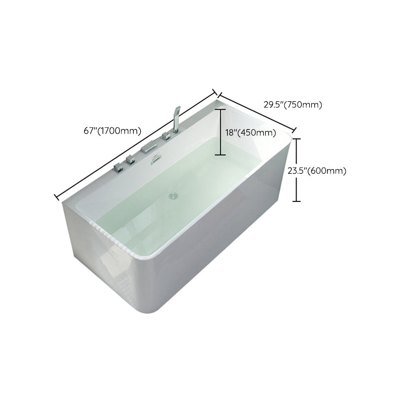 Rectangular Soaking Acrylic Bathtub Contemporary Bath Tub with Drain and Overflow Trim