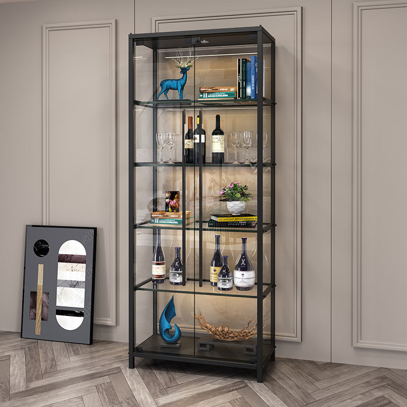Glam Curio Cabinet Glass Doors Display Cabinet with Door for Living Room