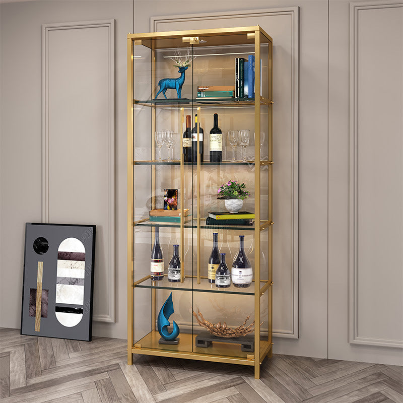 Glam Curio Cabinet Glass Doors Display Cabinet with Door for Living Room