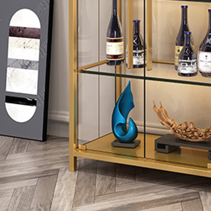 Glam Curio Cabinet Glass Doors Display Cabinet with Door for Living Room