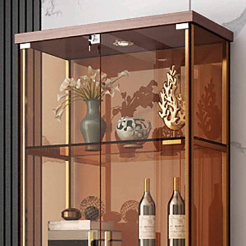 Glam Curio Cabinet Glass Doors Display Cabinet with Door for Living Room