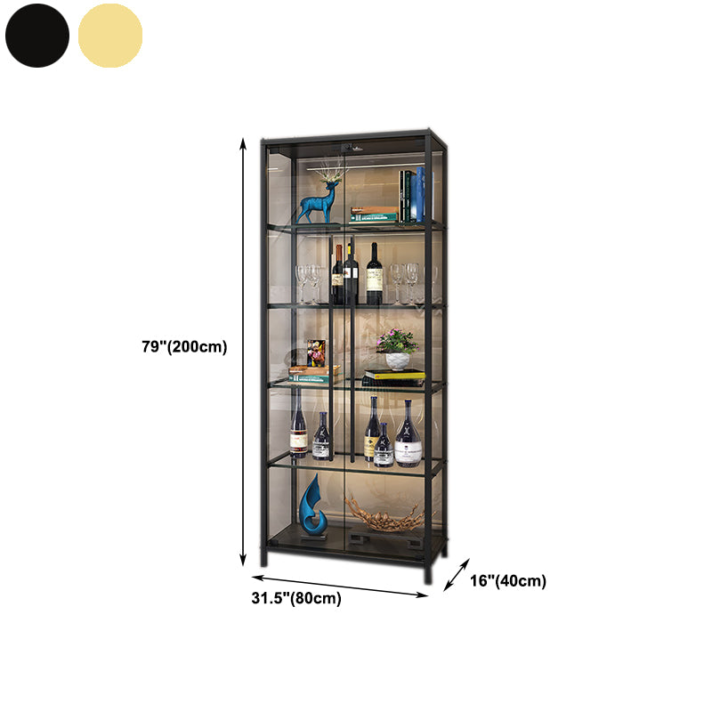Glam Curio Cabinet Glass Doors Display Cabinet with Door for Living Room