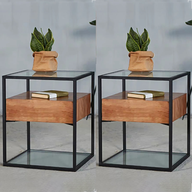 Modern Night Table 1-drawer Bedside Cabinet for Living Room 17"W X 21"H