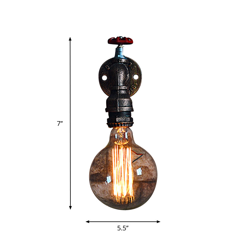 Copper Piped Wall Lamp with Gauge/Valve Decoration Rustic Style Metal 1 Light Living Room Wall Mount Light