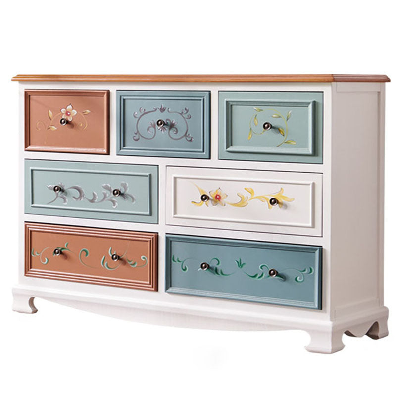Coastal Storage Chest Dresser Solid Wood Dresser with 7/8/10/12 Drawers