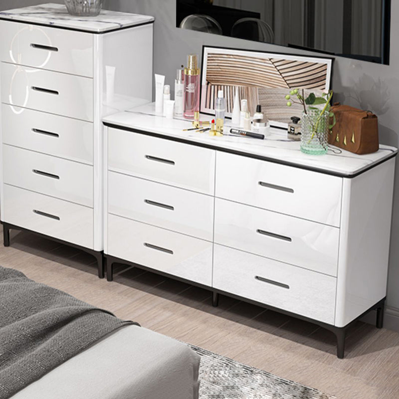 Glam Stone Storage Chest Bedroom White 16" Wide Chest with Drawers