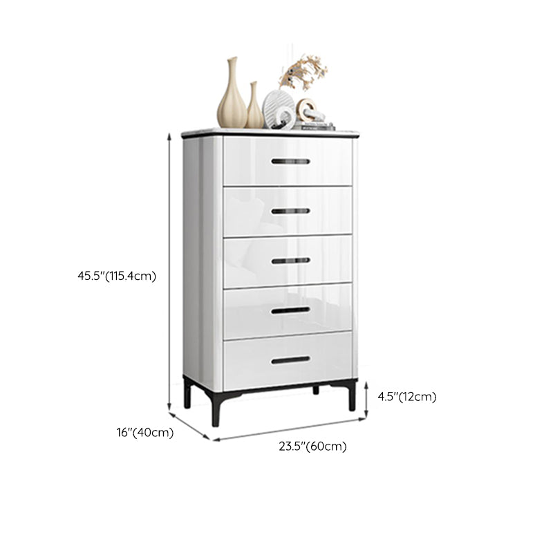 Glam Stone Storage Chest Bedroom White 16" Wide Chest with Drawers