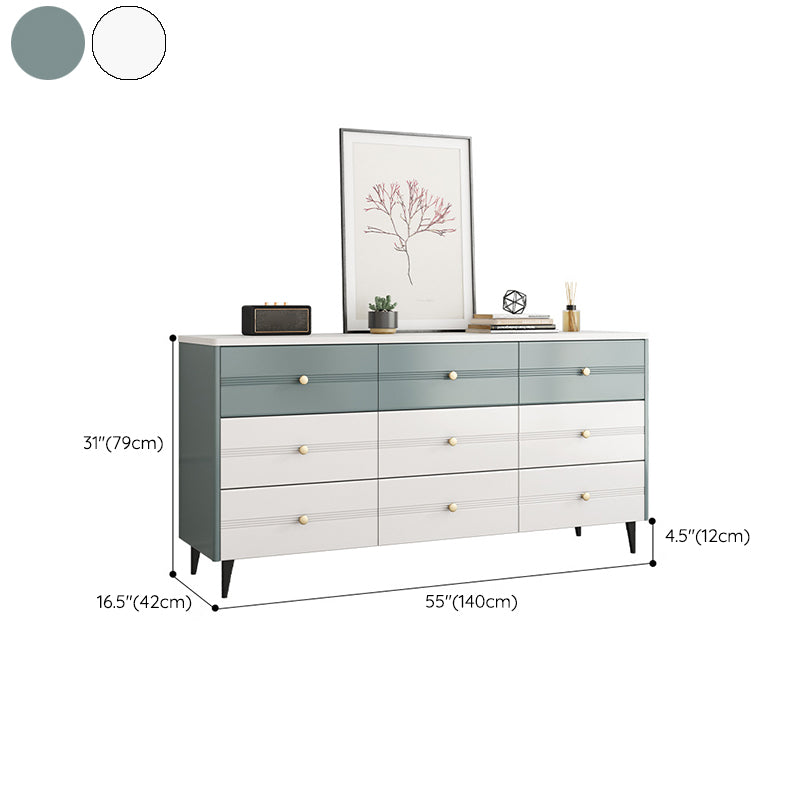 Glam Stone Storage Chest White Bedroom 16" Wide Chest with Drawers