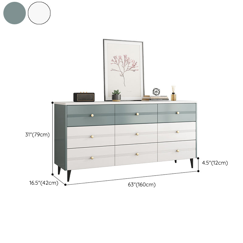 Glam Stone Storage Chest White Bedroom 16" Wide Chest with Drawers