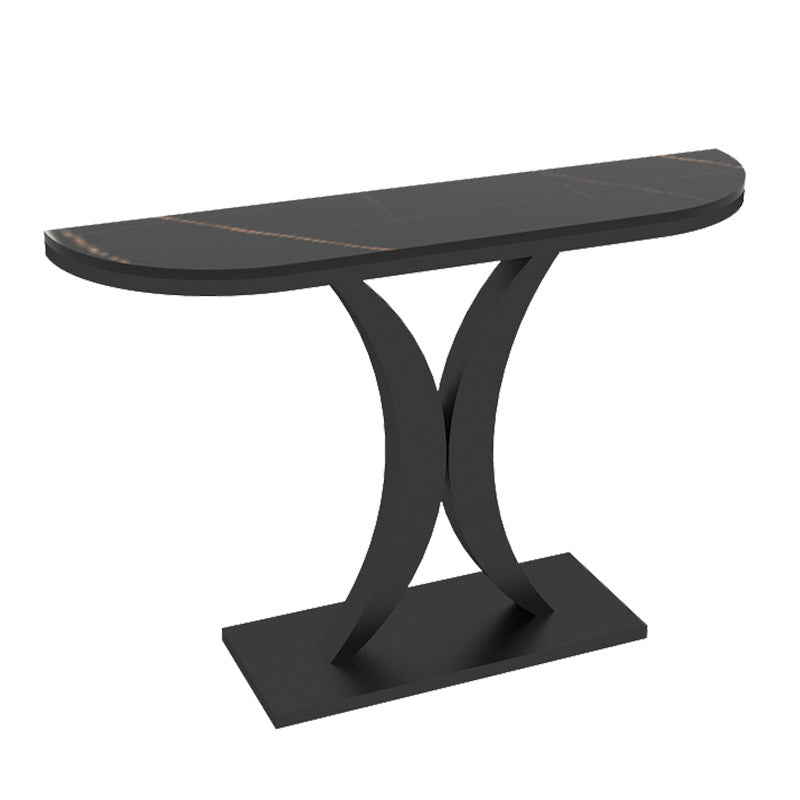 Contemporary Console Accent Table Antique Finish Half Moon Console Sofa Table