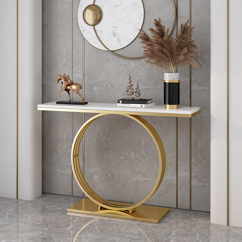 31.5-inch Tall Marble Console Table Rectangle End Table with Shelf