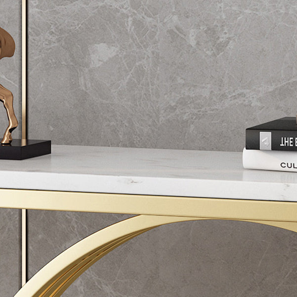 31.5-inch Tall Marble Console Table Rectangle End Table with Shelf