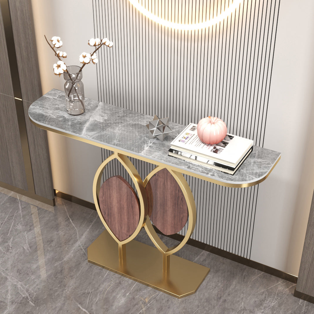 Glam Half Moon Console Sofa Table Antique Finish Console Accent Table