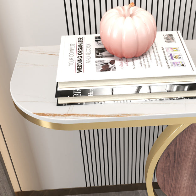 Glam Half Moon Console Sofa Table Antique Finish Console Accent Table