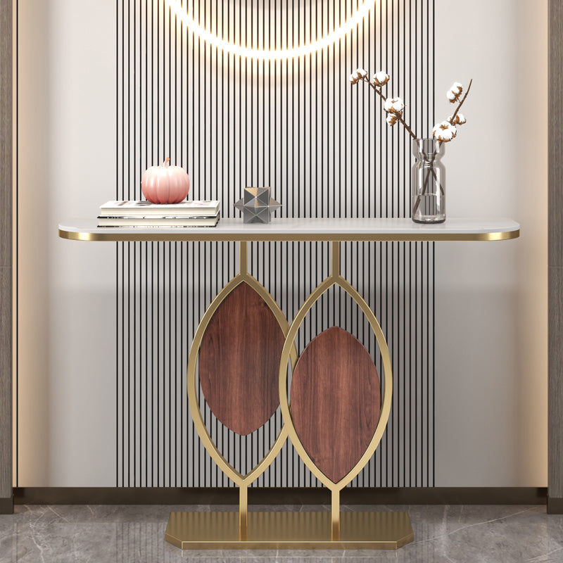 Glam Half Moon Console Sofa Table Antique Finish Console Accent Table