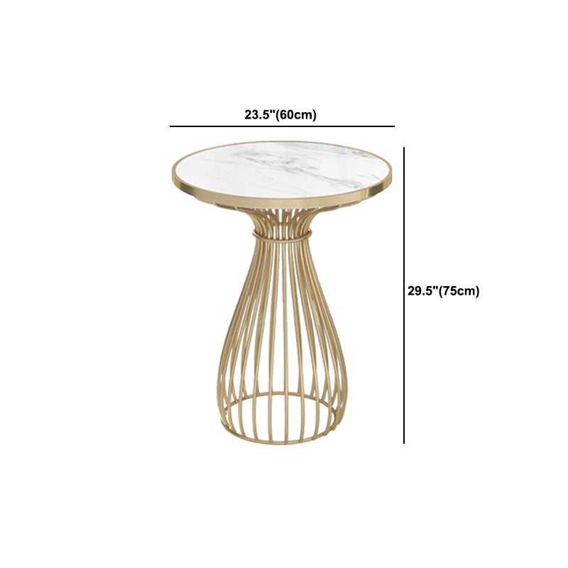 Stone Top Round Table for Restaurant Luxury Dining Table with Metal Base