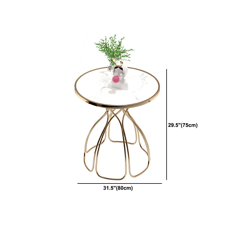 Stone Top Round Table for Restaurant Luxury Dining Table with Metal Base