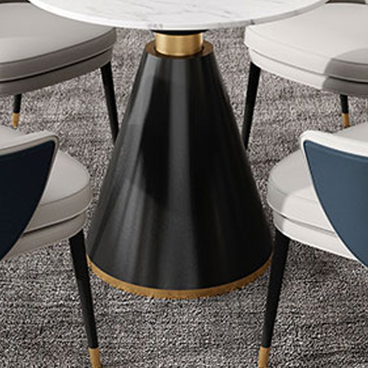 Metal Traditional Luxury Round Table Sintered Stone Top Indoor Table with Pedestal