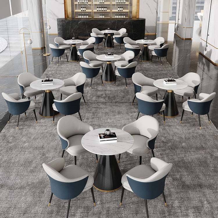 Metal Traditional Luxury Round Table Sintered Stone Top Indoor Table with Pedestal