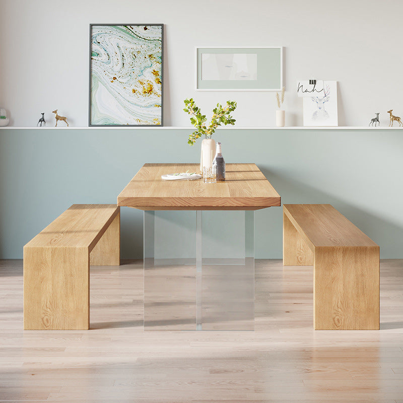Pine Wood Top Dining Table Modern Solid Wood Table with Sled Base