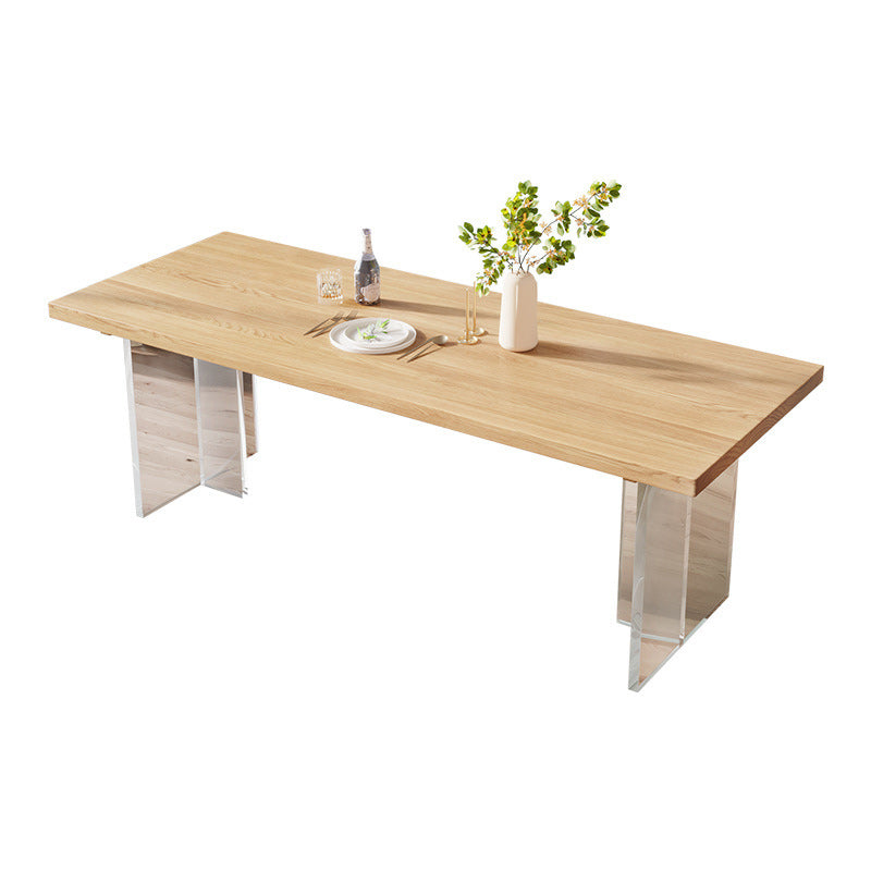 Pine Wood Top Dining Table Modern Solid Wood Table with Sled Base