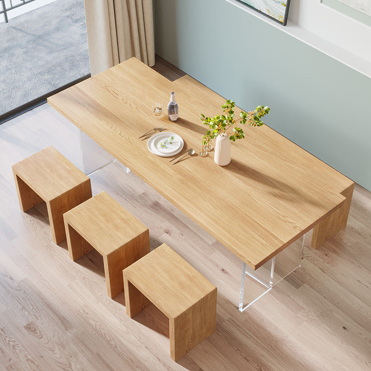 Pine Wood Top Dining Table Modern Solid Wood Table with Sled Base
