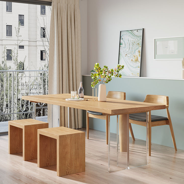 Pine Wood Top Dining Table Modern Solid Wood Table with Sled Base