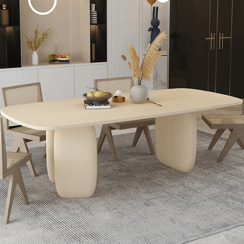 Solid Wood Top Dining Table Modern Rectangle Table with 3 Legs