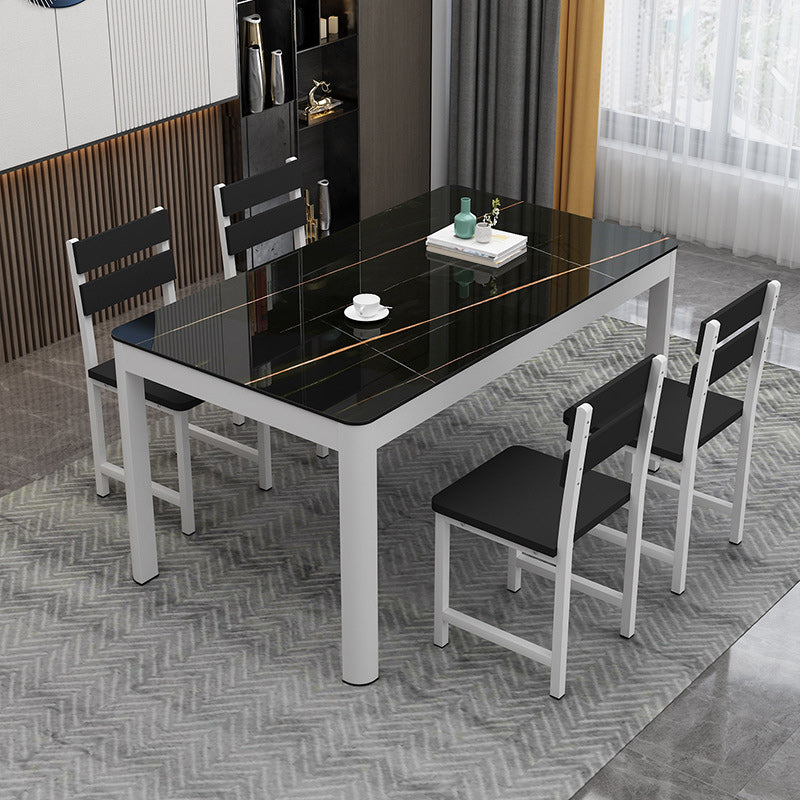 Metal Modern Rectangle Indoor Table Glass Top Table for Dining Room and Kitchen