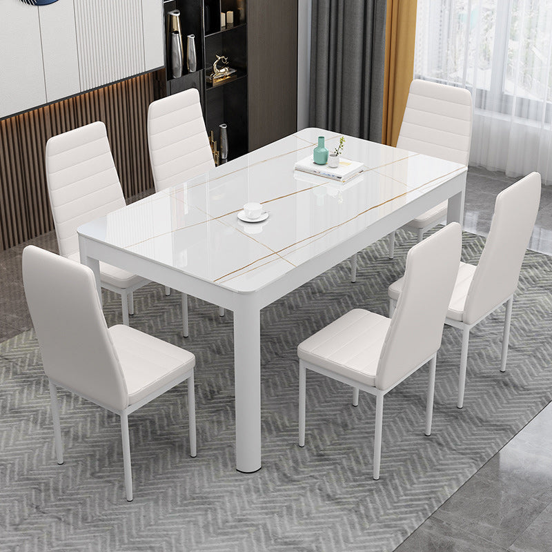 Metal Modern Rectangle Indoor Table Glass Top Table for Dining Room and Kitchen
