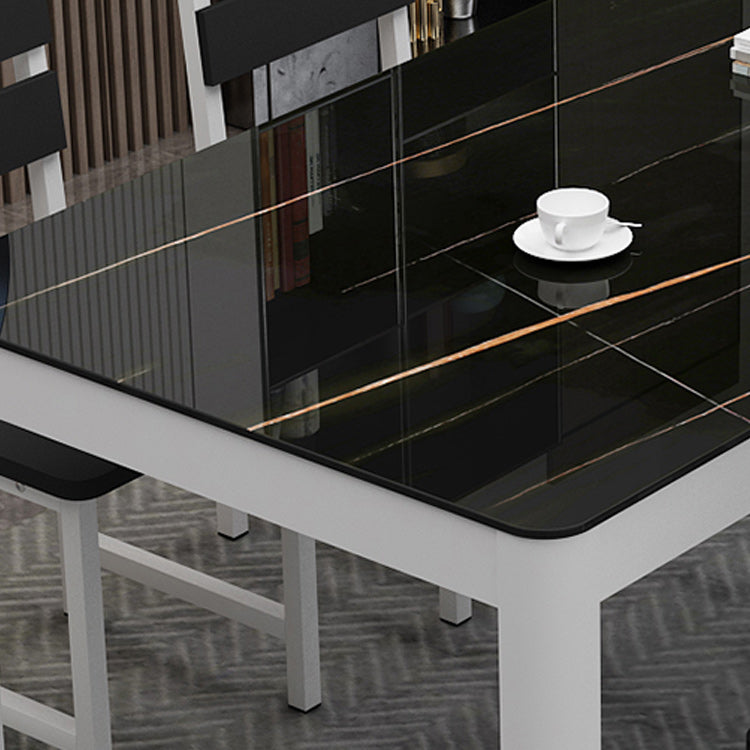 Metal Modern Rectangle Indoor Table Glass Top Table for Dining Room and Kitchen