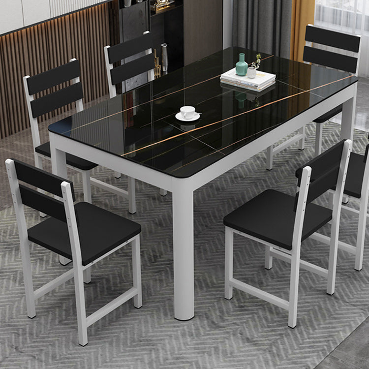 Metal Modern Rectangle Indoor Table Glass Top Table for Dining Room and Kitchen