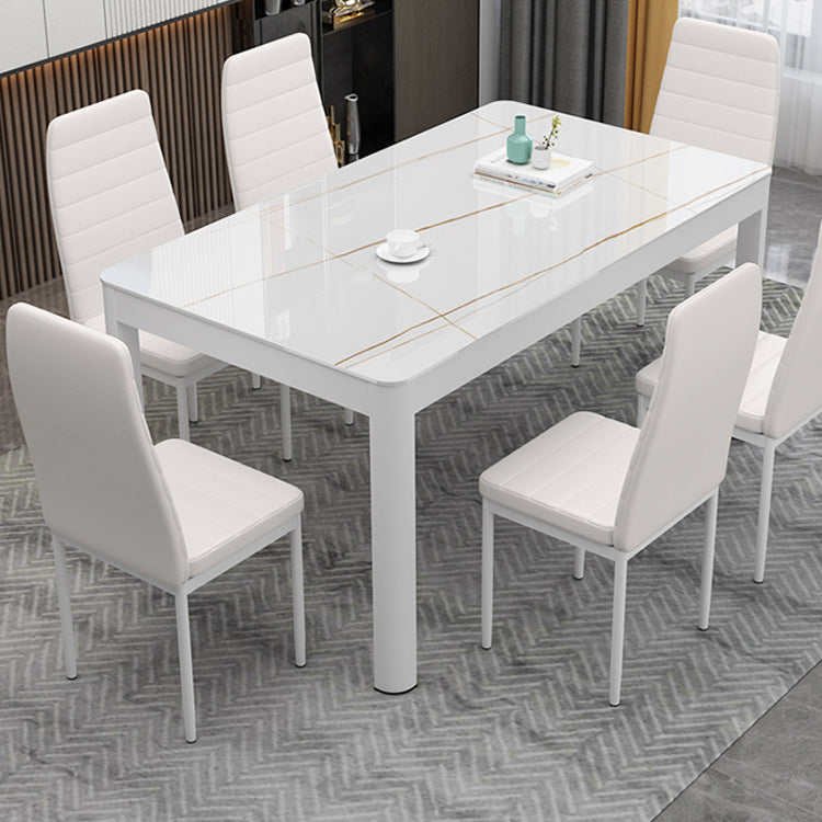 Metal Modern Rectangle Indoor Table Glass Top Table for Dining Room and Kitchen