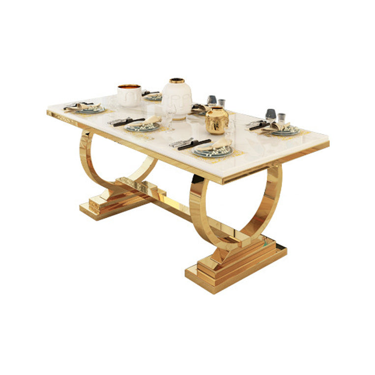 Metal Traditional Luxury Rectangle Table Stone Top Table for Home