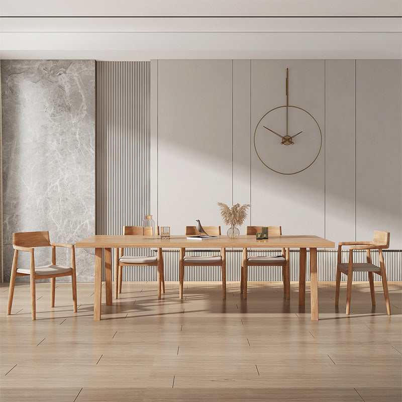 Pine Wood Top Dining Table Rectangle Solid Wood Table with 4 Legs