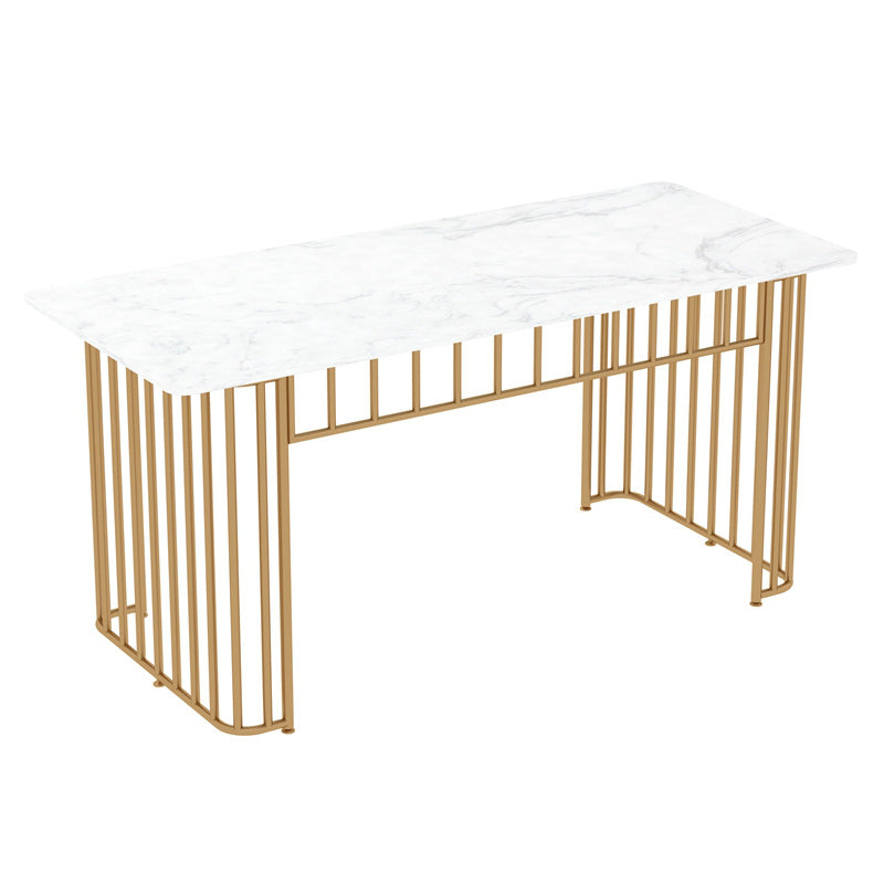 Luxury Stone Dining Table for Restaurant Rectangle Table with Metal Base