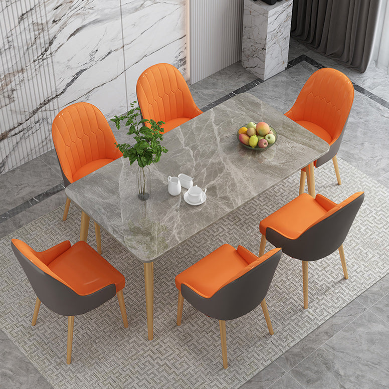 Luxury Sintered Stone Dining Table Rectangle Grey Top Table with Metal 4 Legs