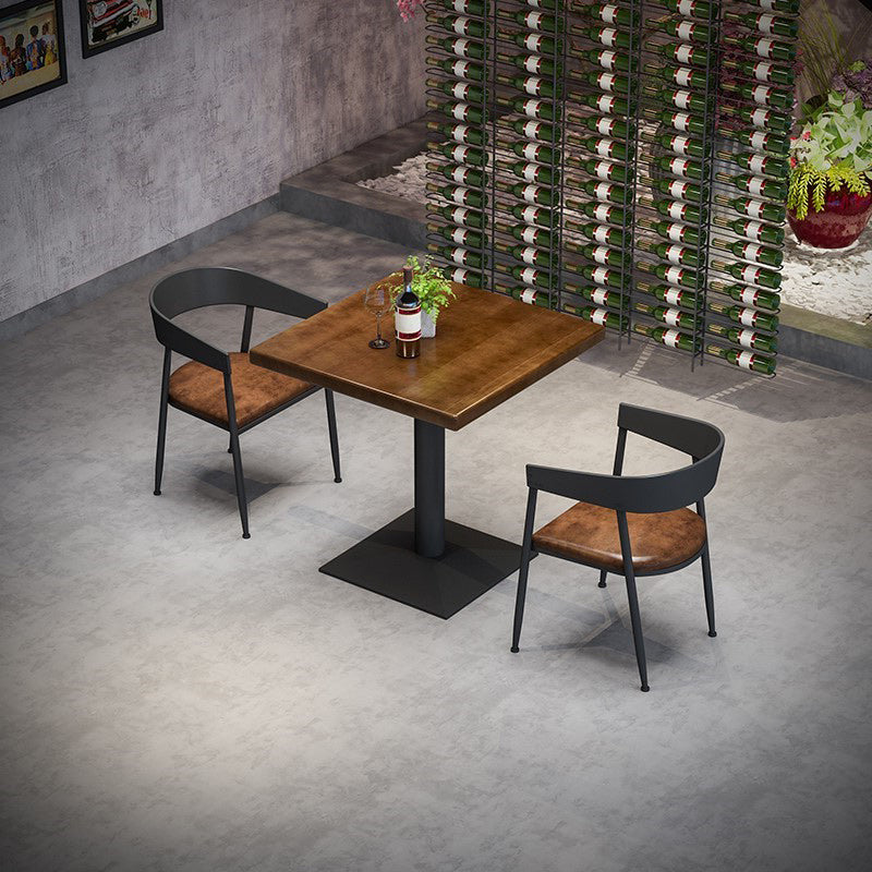 Solid Wood Indoor Dining Table for Restaurant Industrial Wood Table with Metal Base