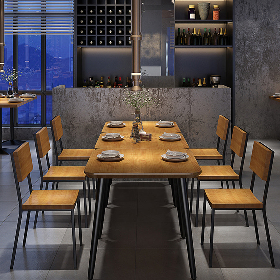Solid Wood Dining Table for Restaurant Industrial Table with 4 Legs