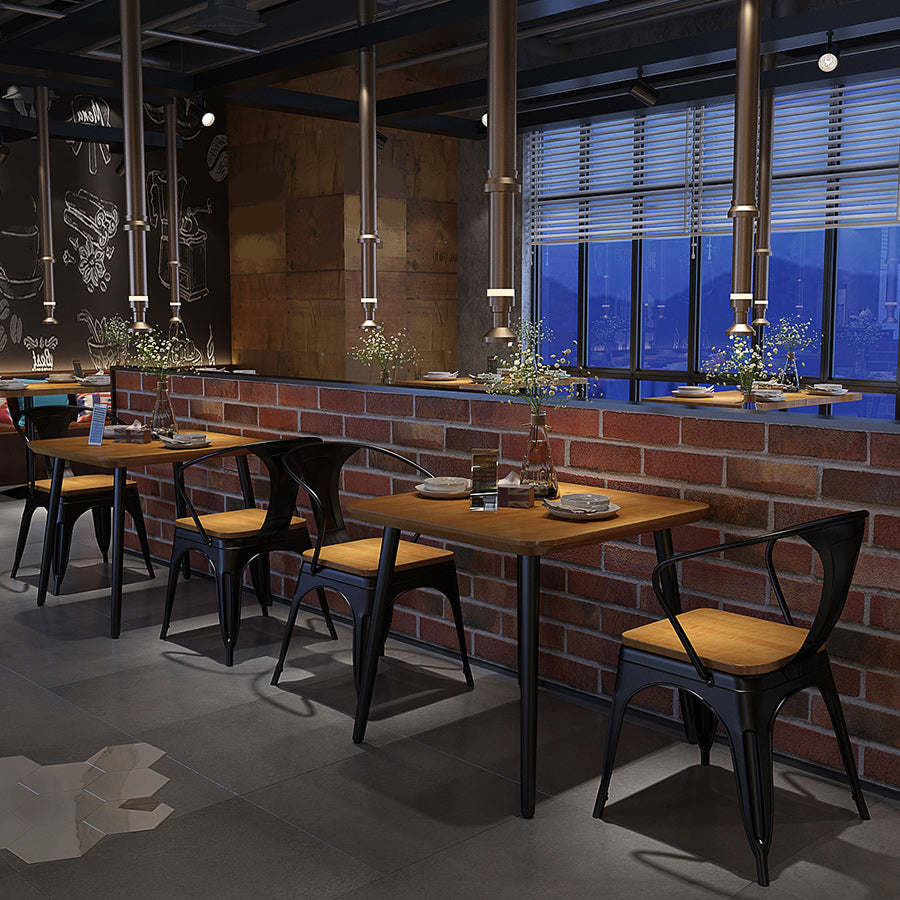 Solid Wood Dining Table for Restaurant Industrial Table with 4 Legs