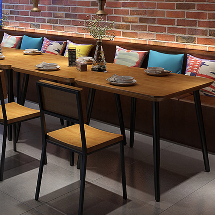 Solid Wood Dining Table for Restaurant Industrial Table with 4 Legs